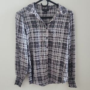 Tamara H Black and Pink Button-Up Blouse